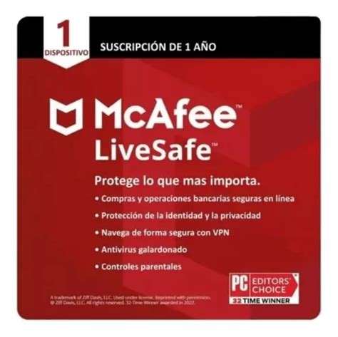 Código de McAfee LiveSafe 1 Dispositivo 1 Año barato .